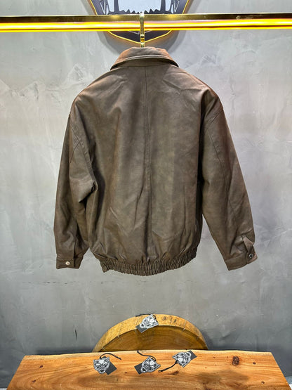 BOMBER CUIR KAKI CLASSIQUE 122