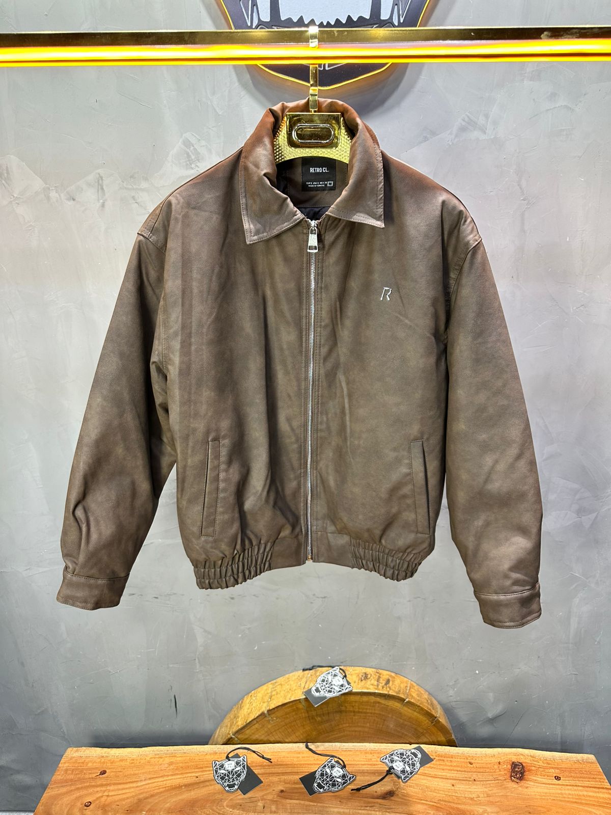 BOMBER CUIR KAKI CLASSIQUE 122