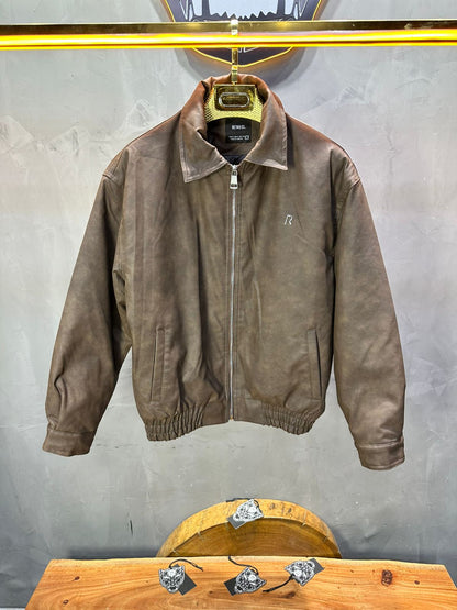 BOMBER CUIR KAKI CLASSIQUE 122