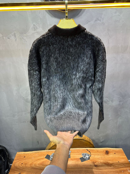 POLO TRICOT NOIR GRIS 6001 - ZG PREMIUM