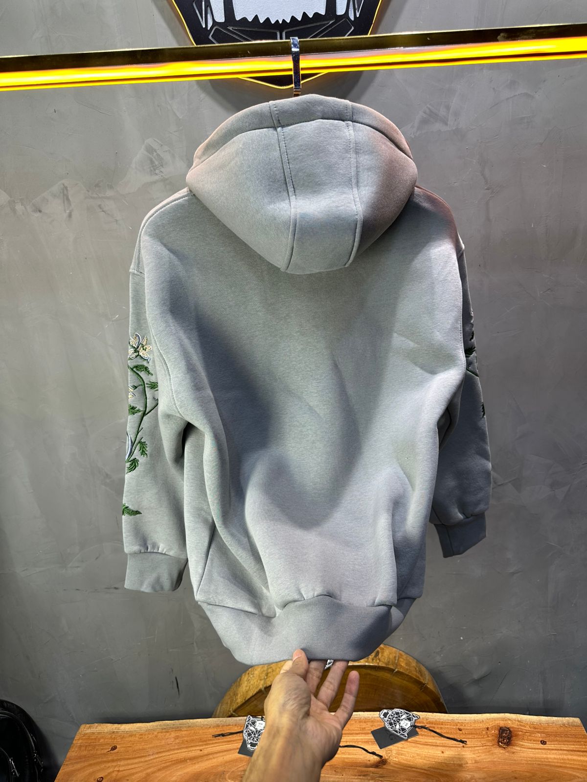 Hoodie régular size gris "Fleurs Japonaise" - ZG PREMIUM