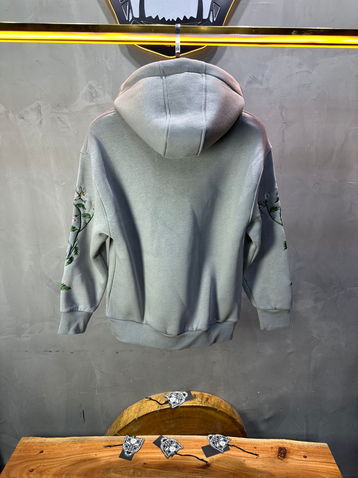 Hoodie régular size gris "Fleurs Japonaise" - ZG PREMIUM
