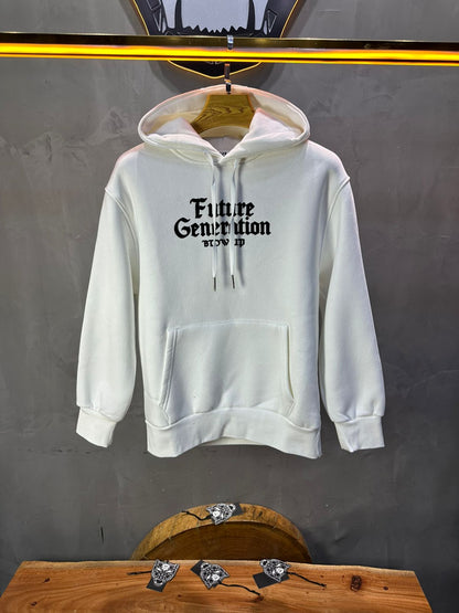 Hoodie régular size Blanc "Cadre Baroque" - ZG PREMIUM