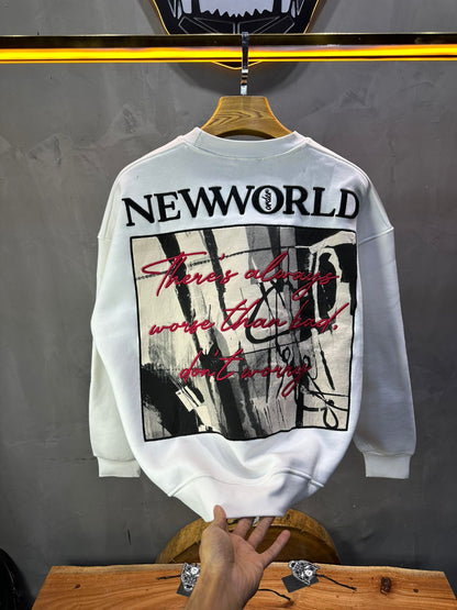 Sweat-shirt Blanc "NEWWORLD" - ZG PREMIUM