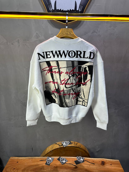 Sweat-shirt Blanc "NEWWORLD" - ZG PREMIUM