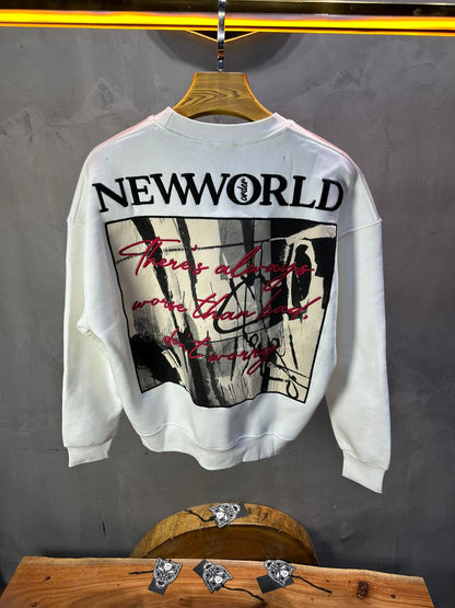 Sweat-shirt Blanc "NEWWORLD" - ZG PREMIUM