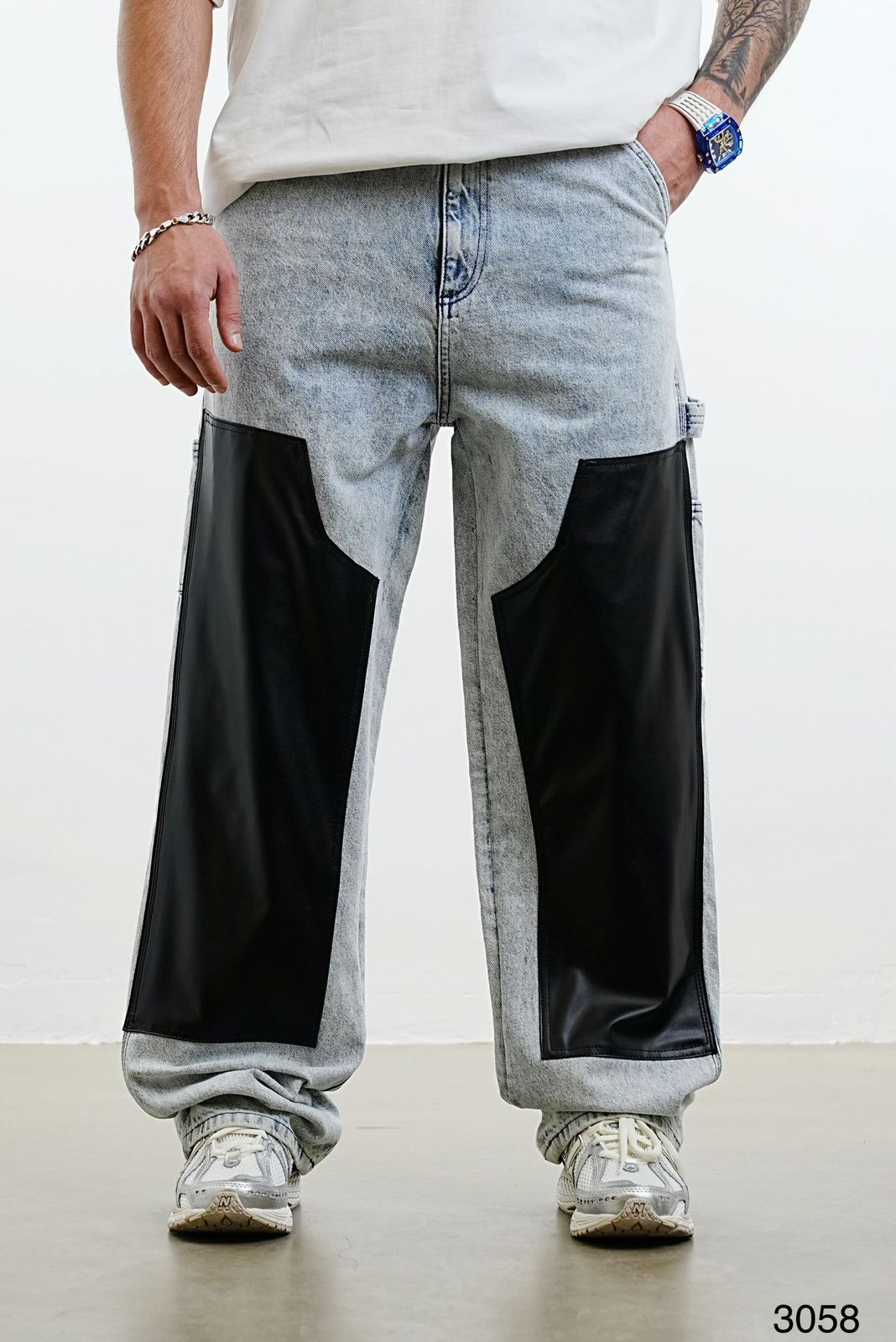 Jeans baggy large en denim gris ES3058 - ZG PREMIUM
