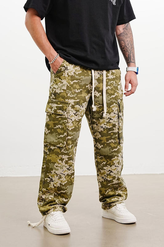 Pantalon Cargo Large Camouflage Numérique ES3173