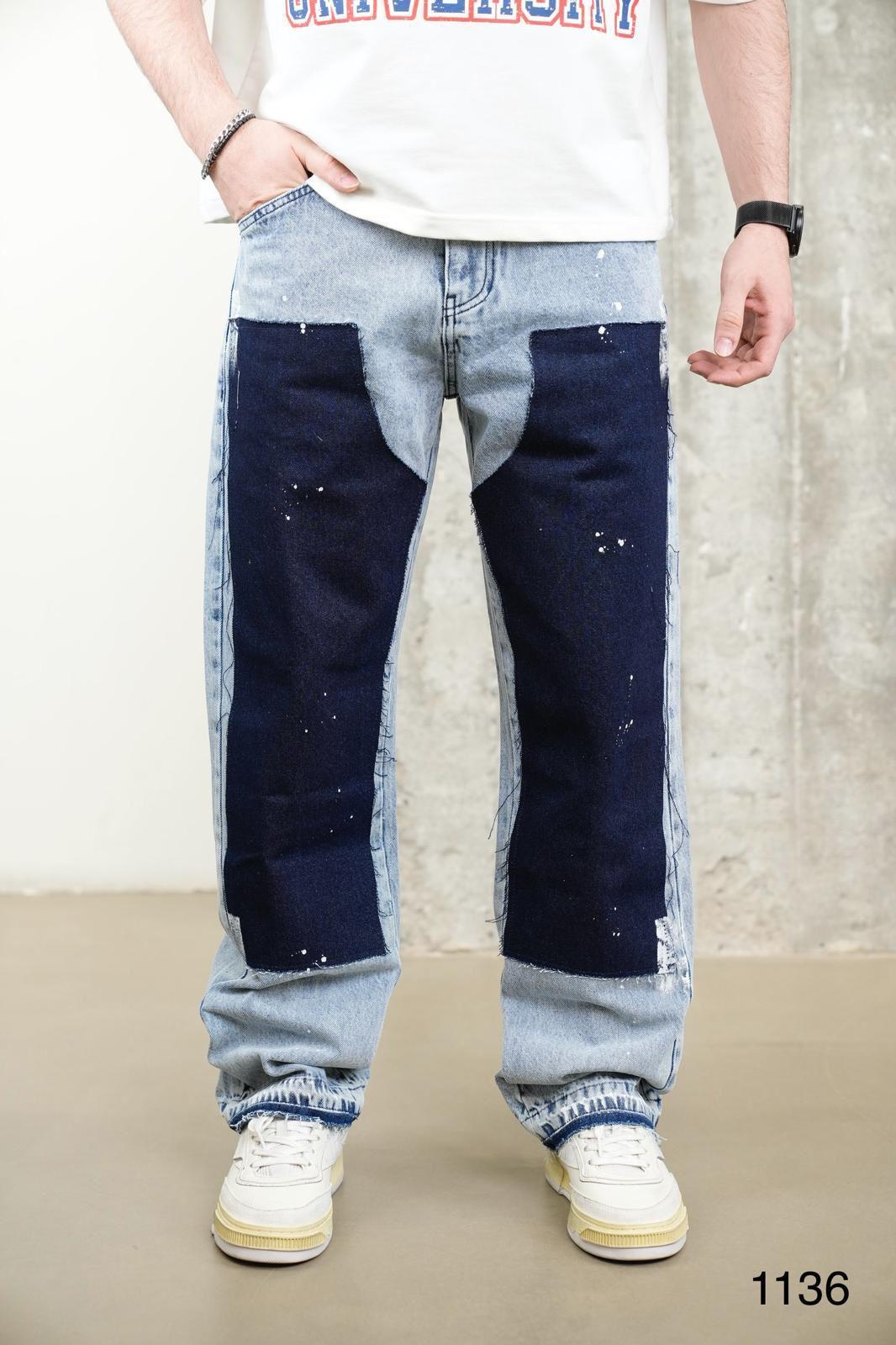 Jeans Large Bicolore Bleu Clair et Marine C1136 - ZG PREMIUM