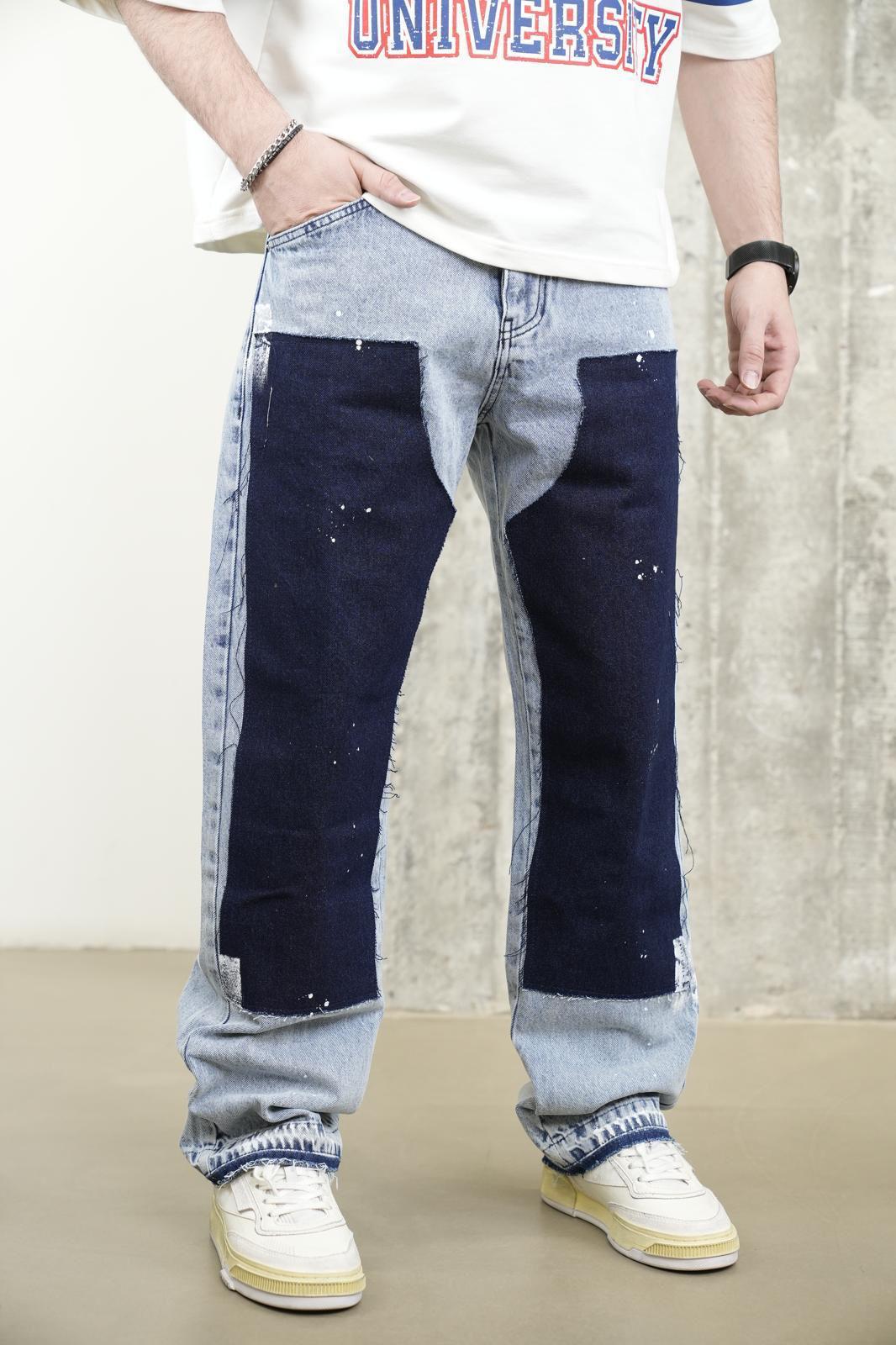 Jeans Large Bicolore Bleu Clair et Marine C1136 - ZG PREMIUM