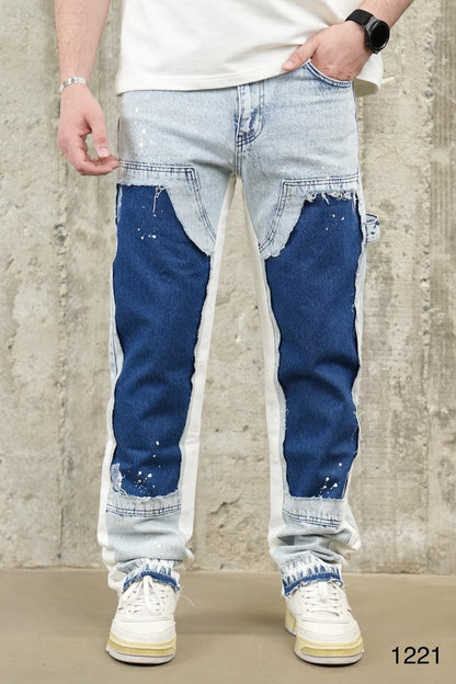 Jeans Large Bicolore Bleu Clair et Marine C1221 - ZG PREMIUM