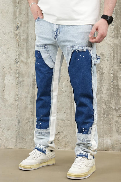 Jeans Large Bicolore Bleu Clair et Marine C1221 - ZG PREMIUM