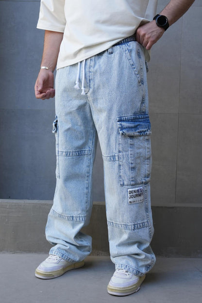 Jeans Cargo Large Bleu Clair "DENIM JOURNEY" C1284 - ZG PREMIUM