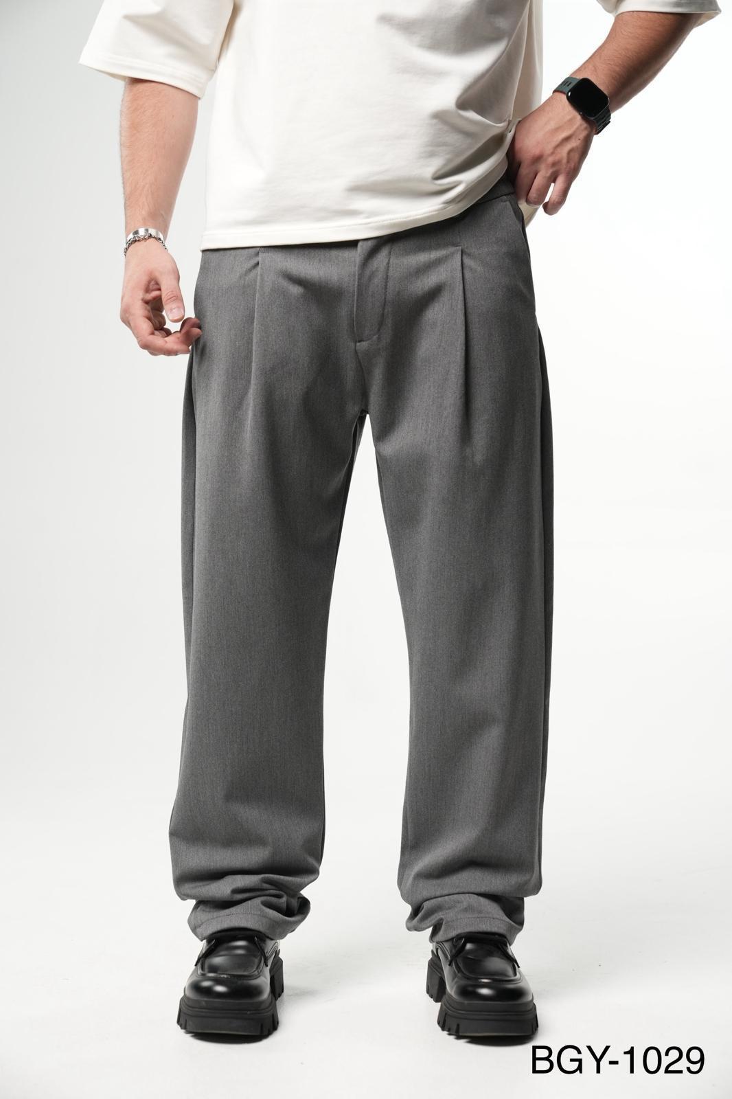 Pantalon Large Gris à Plis BGY1029 - ZG PREMIUM