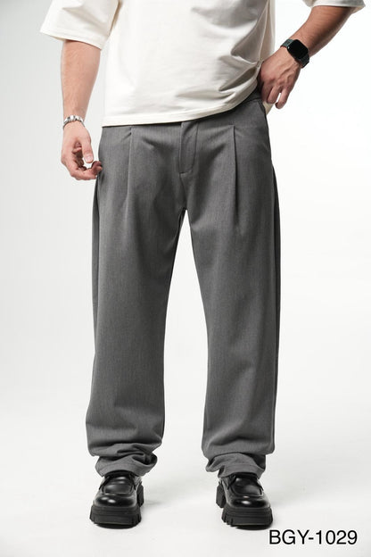 Pantalon Large Gris à Plis BGY1029 - ZG PREMIUM