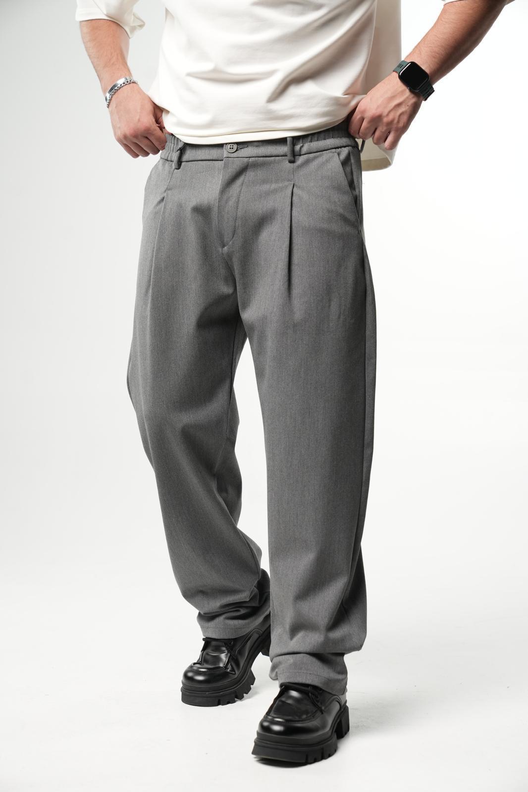 Pantalon Large Gris à Plis BGY1029 - ZG PREMIUM