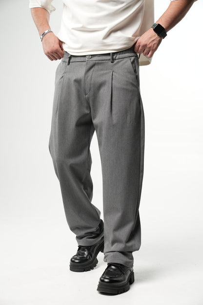 Pantalon Large Gris à Plis BGY1029 - ZG PREMIUM