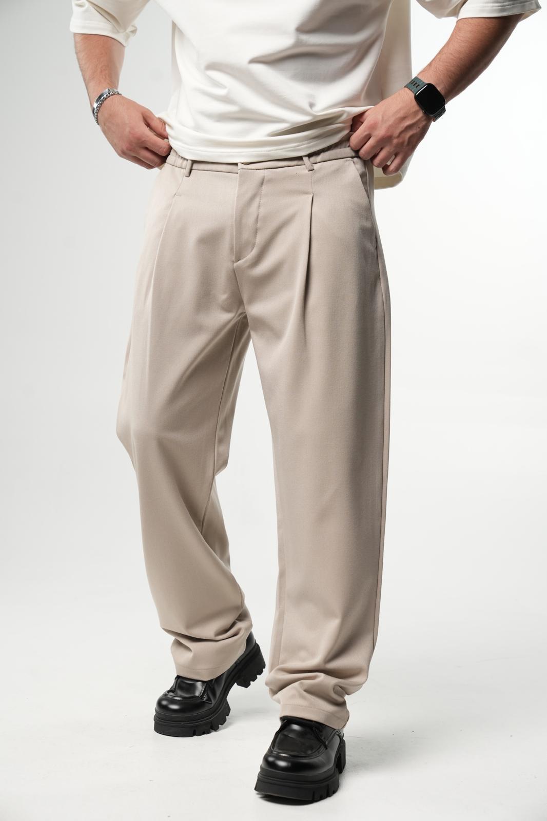 Pantalon Large beige à Plis BGY1029 - ZG PREMIUM