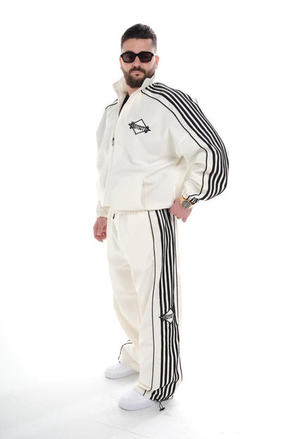 Ensemble Survêtement blanc avec Bandes Blanches HG259 - ZG PREMIUM