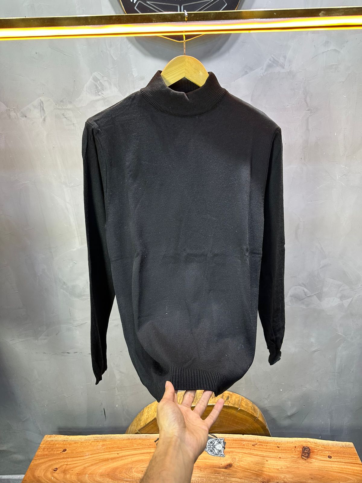 Pull Col Roulé Homme noire 534 - ZG PREMIUM