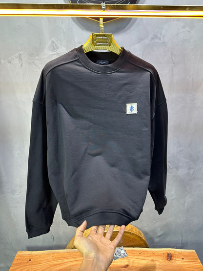 Sweat - Shirt Homme Noir Blason Royal Bleu - ZG PREMIUM