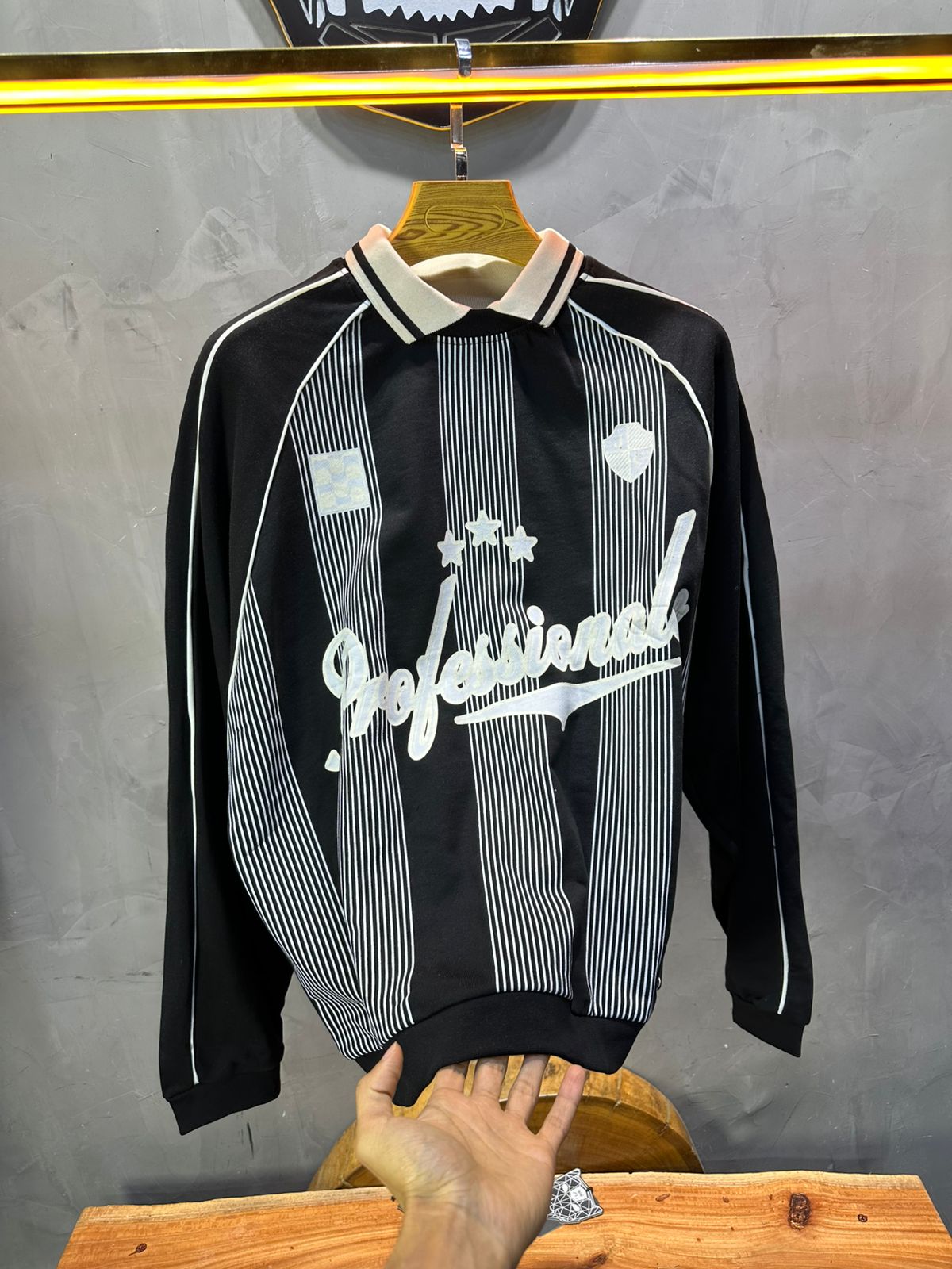 Sweat - Shirt Homme Noir Col Blanc "Royal Style" - ZG PREMIUM