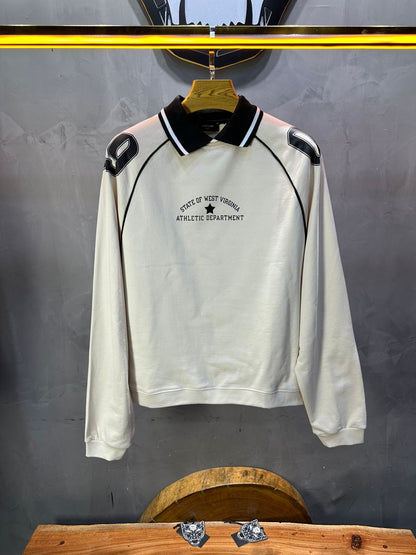 Sweat - Shirt Homme beige Col Blanc "Athletic 09" - ZG PREMIUM