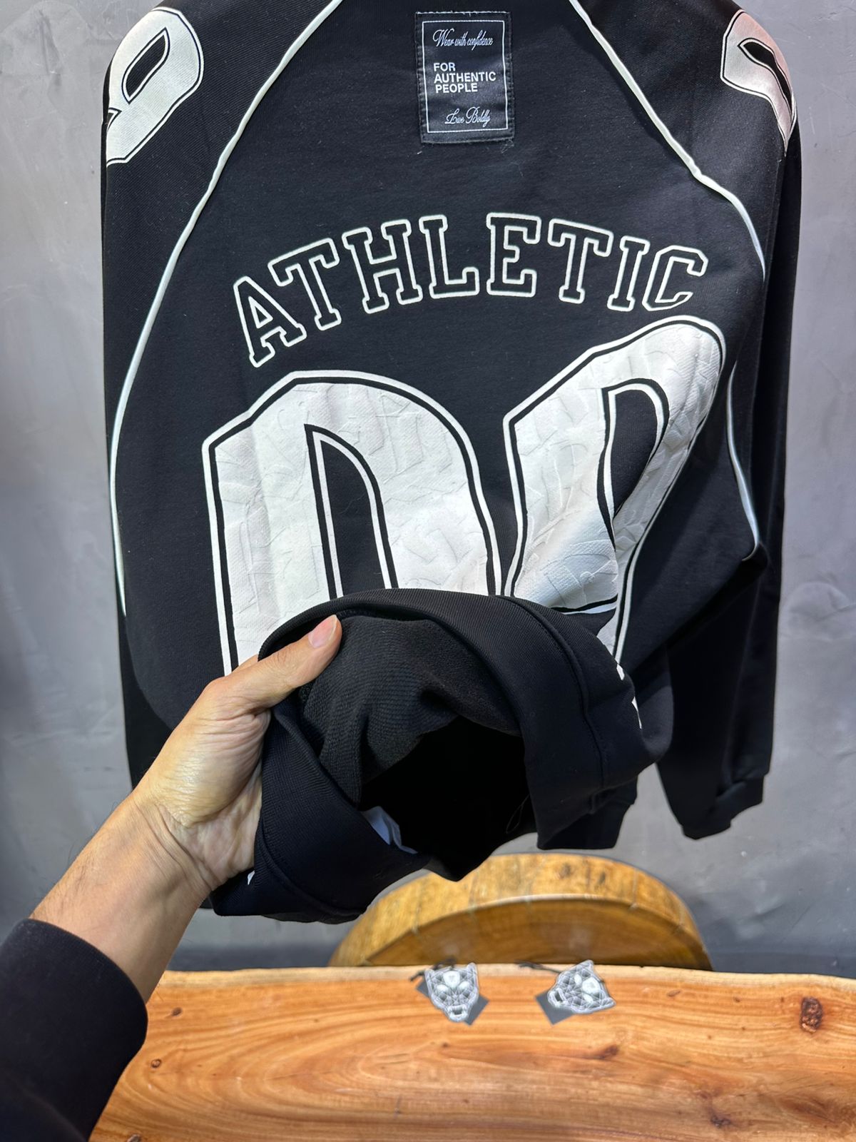 Sweat - Shirt Homme Noir Col Blanc "Athletic 09" - ZG PREMIUM