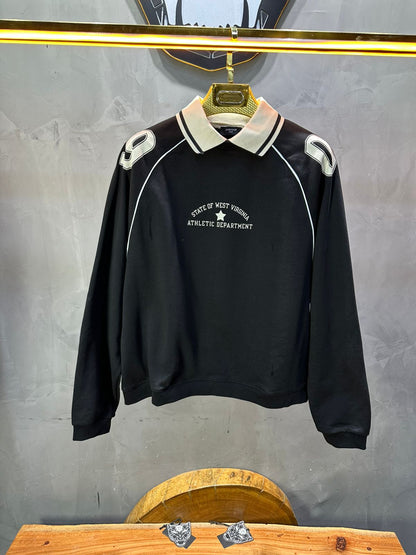 Sweat - Shirt Homme Noir Col Blanc "Athletic 09" - ZG PREMIUM