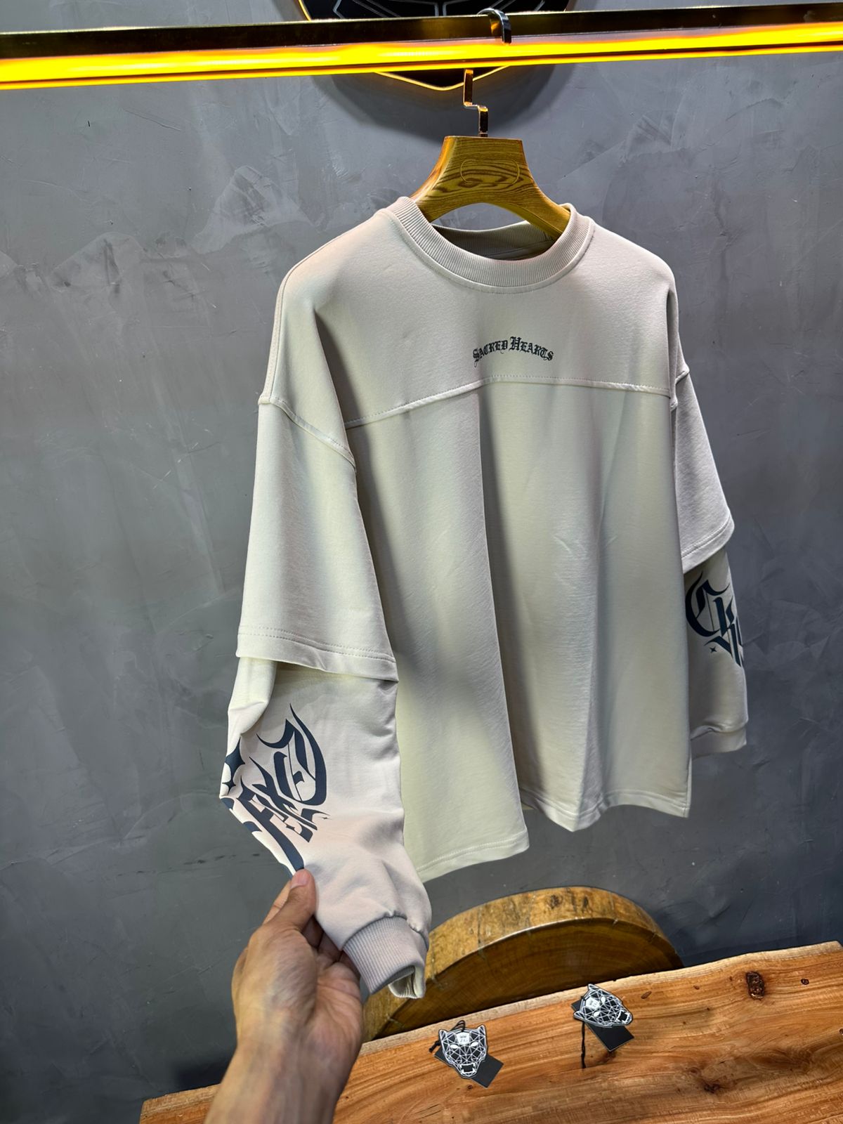 Sweat - Shirt Homme beige "Sacred Hearts" 26k108 - ZG PREMIUM