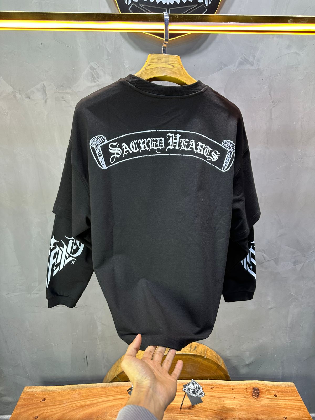 Sweat - Shirt Homme noir "Sacred Hearts" 26k108 - ZG PREMIUM