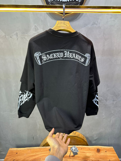 Sweat - Shirt Homme noir "Sacred Hearts" 26k108 - ZG PREMIUM
