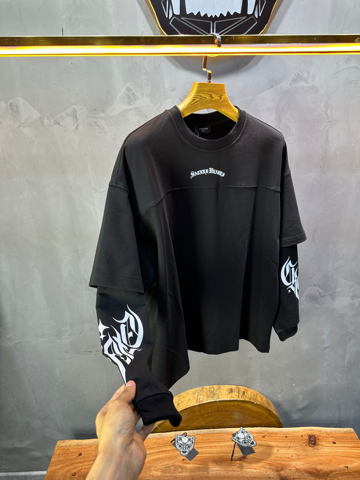 Sweat - Shirt Homme noir "Sacred Hearts" 26k108 - ZG PREMIUM
