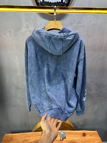 Sweat à Capuche Homme blue Effet Vintage avec Étoiles 25k70 - ZG PREMIUM