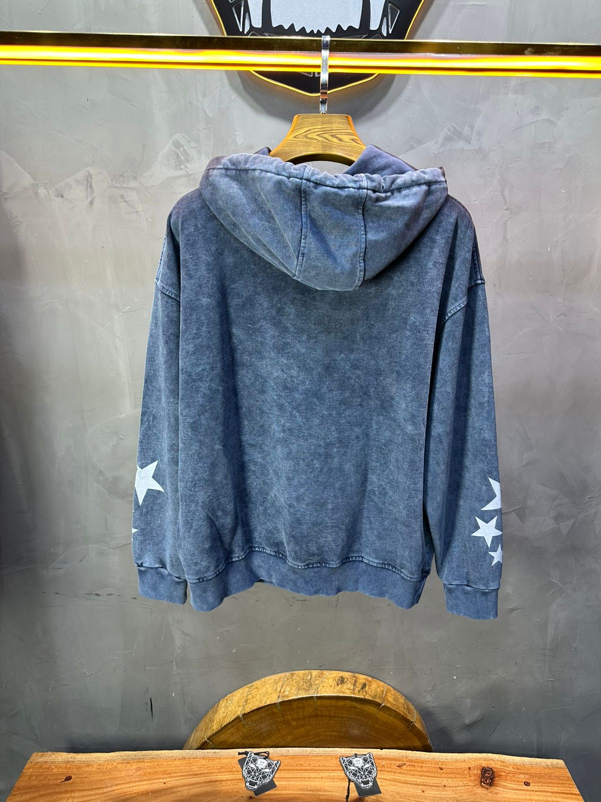 Sweat à Capuche Homme blue Effet Vintage avec Étoiles 25k70 - ZG PREMIUM