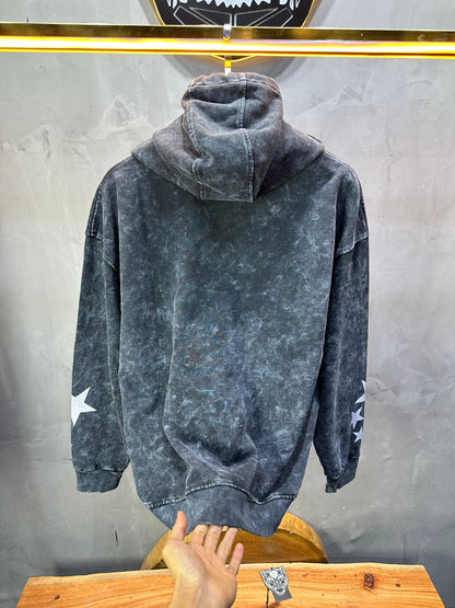 Sweat à Capuche Homme noir Effet Vintage avec Étoiles 25k70 - ZG PREMIUM