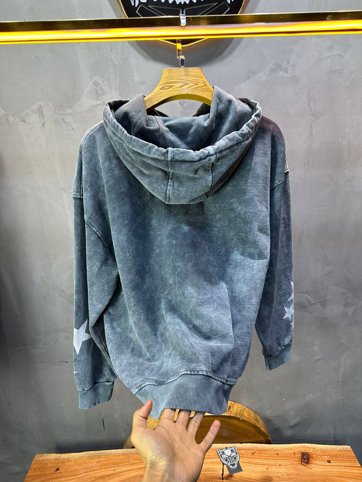 Sweat à Capuche Homme gris Effet Vintage avec Étoiles 25k70 - ZG PREMIUM