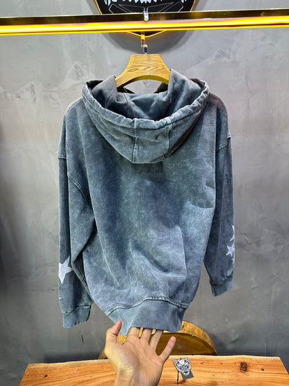 Sweat à Capuche Homme gris Effet Vintage avec Étoiles 25k70 - ZG PREMIUM