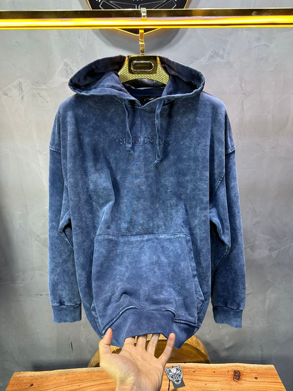 Sweat à Capuche Homme blue Effet Vintage "REALISTIC" 25k222