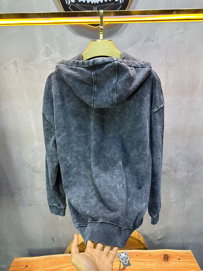 Sweat à Capuche Homme noir Effet Vintage "REALISTIC" 25k222 - ZG PREMIUM