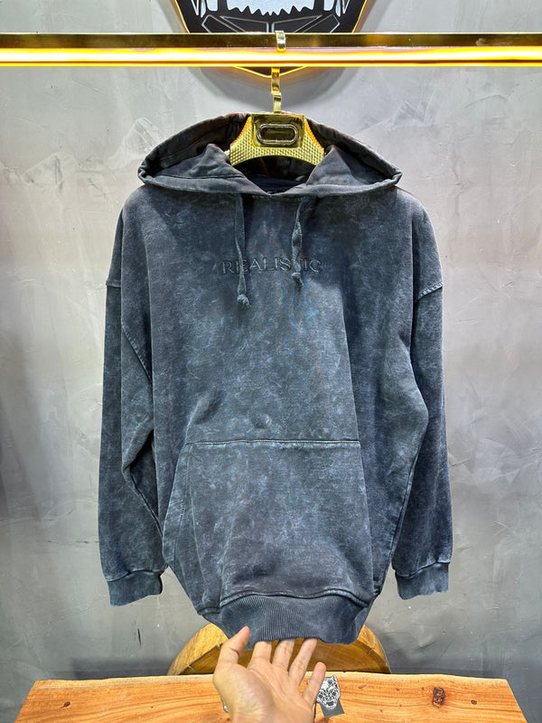 Sweat à Capuche Homme noir Effet Vintage "REALISTIC" 25k222