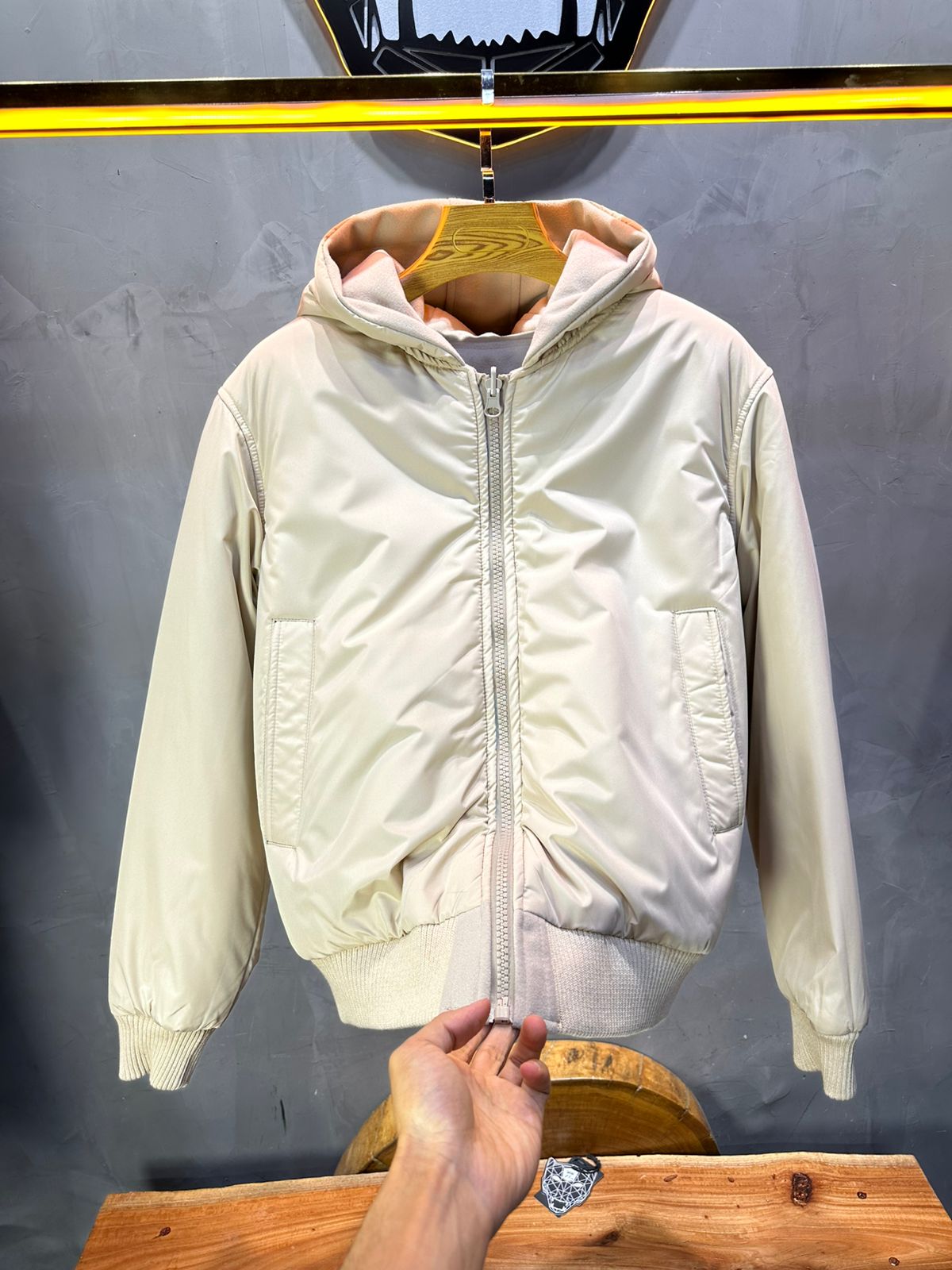 Bomber Beige à Capuche double face