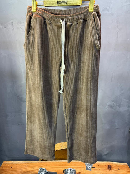 Pantalon Velours Côtelé Beige Baggy 26k126 - ZG PREMIUM