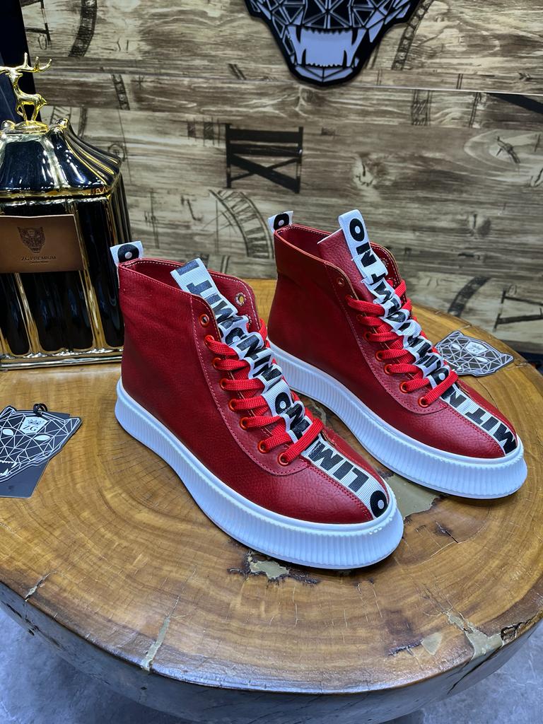 Boots Montantes Rouges Semelle Blanche