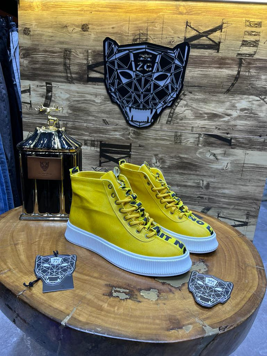 Boots Montantes Jaunes Semelle Blanche