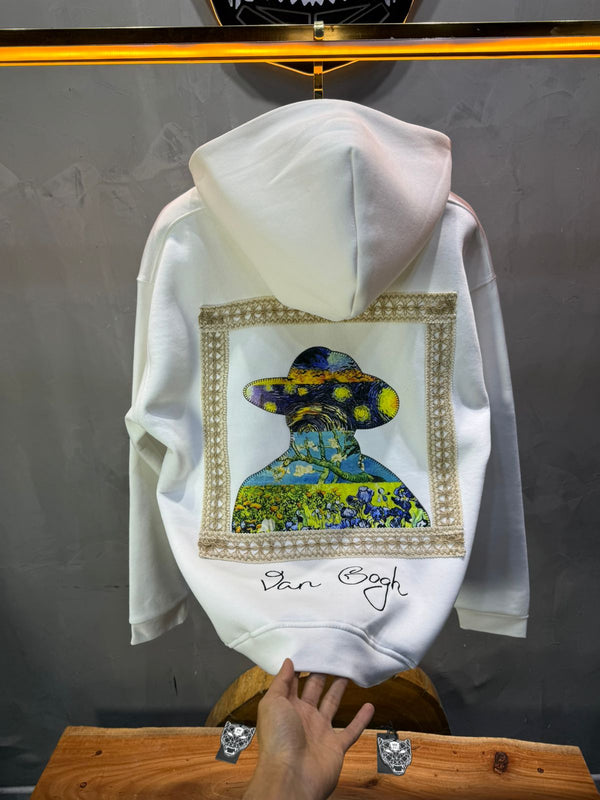 Hoodie Van Gogh Blanc Oversize 5005
