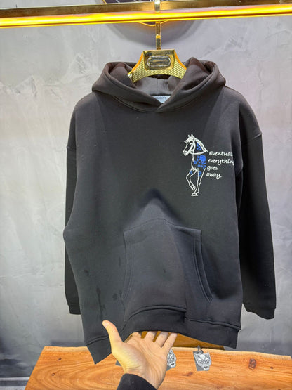 Hoodie Noir Cheval Oversize 4957 - ZG PREMIUM