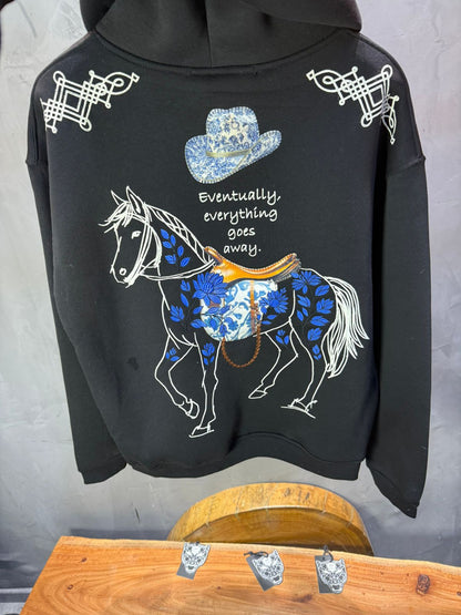 Hoodie Noir Cheval Oversize 4957 - ZG PREMIUM