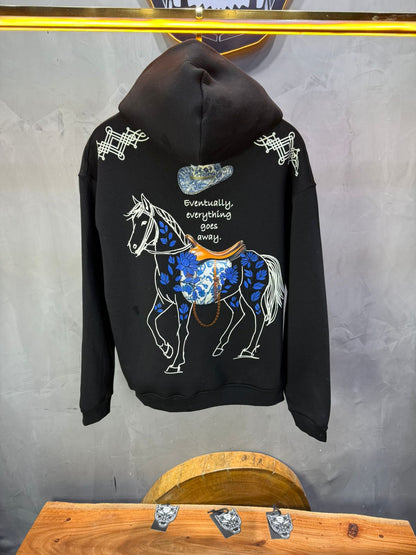 Hoodie Noir Cheval Oversize 4957 - ZG PREMIUM