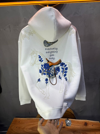 Hoodie Blanc Cheval Oversize 4957 - ZG PREMIUM